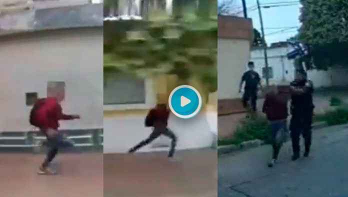 Video Así agarraron a un ladrón que escapaba a las corridas en barrio