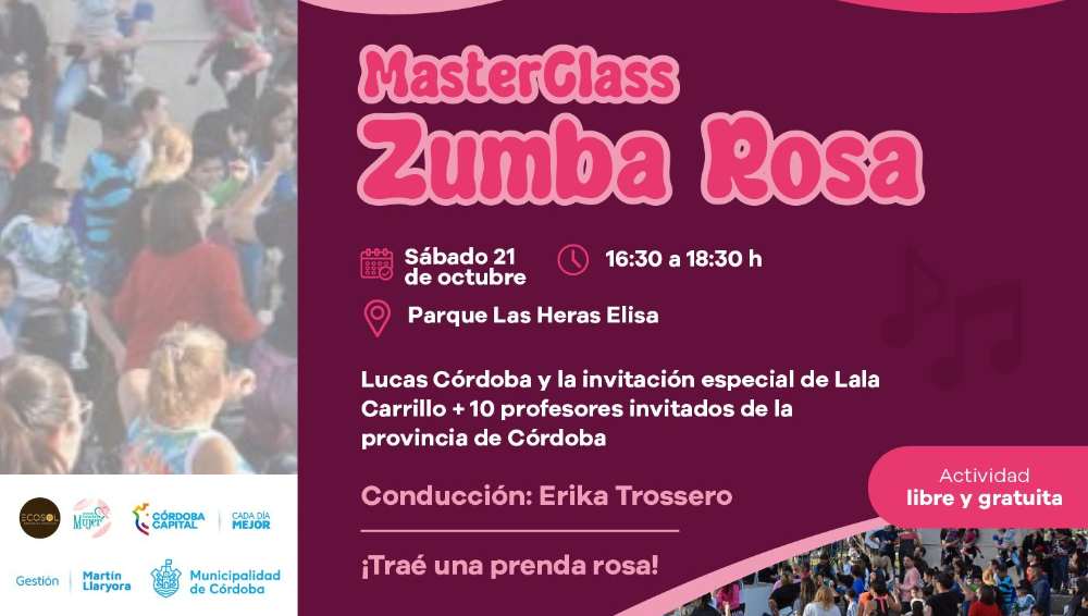 Master Class De Zumba Rosa Y Charlas De Prevención Del Cáncer De Mama En El Parque Las Heras Elisa 1406
