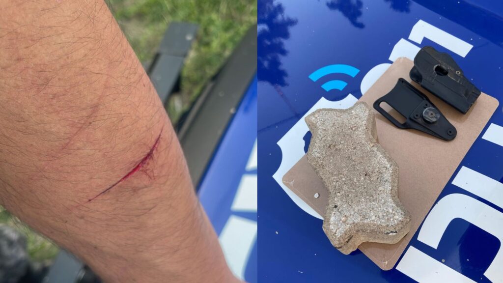 El hecho ocurrió tras un control policial a un motociclista que circulaba con un menor sin casco. Familiares del conductor atacaron a los agentes y uno de ellos sufrió un corte grave en el antebrazo.