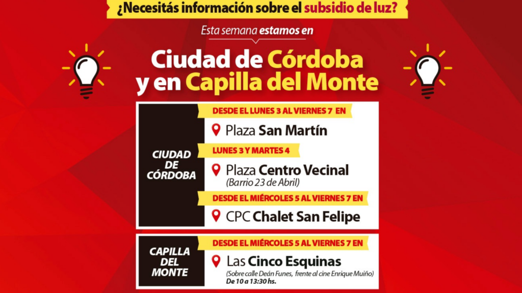 Cronograma semanal de asesoramiento a los usuarios en el territorio provincial